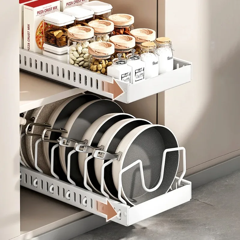 Organizador Extraíble Riel Deslizante para Ollas y Tapas SteelPull | Coroez
