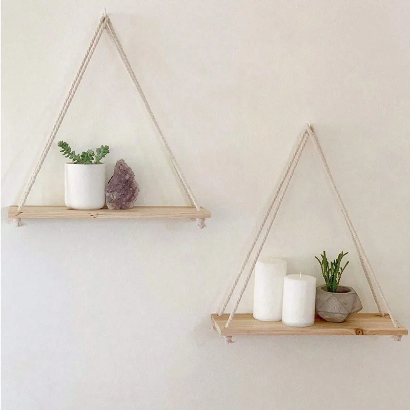 Estante Flotante Colgante de Madera con Cuerda