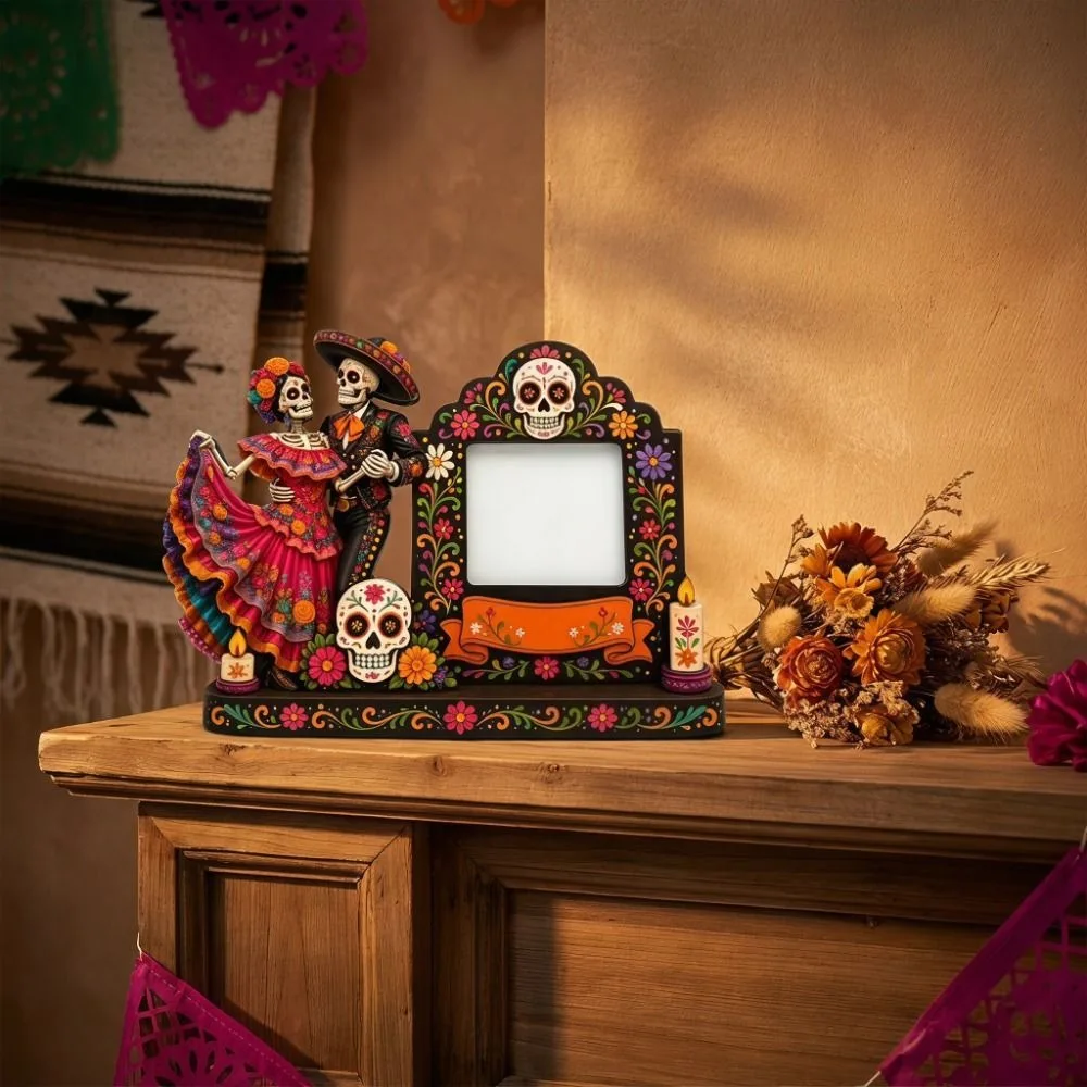 Marco de Fotos Conmemorativo con Pareja de Catrines para Ofrenda de Día de Muertos OfrendaFrame | Coroez
