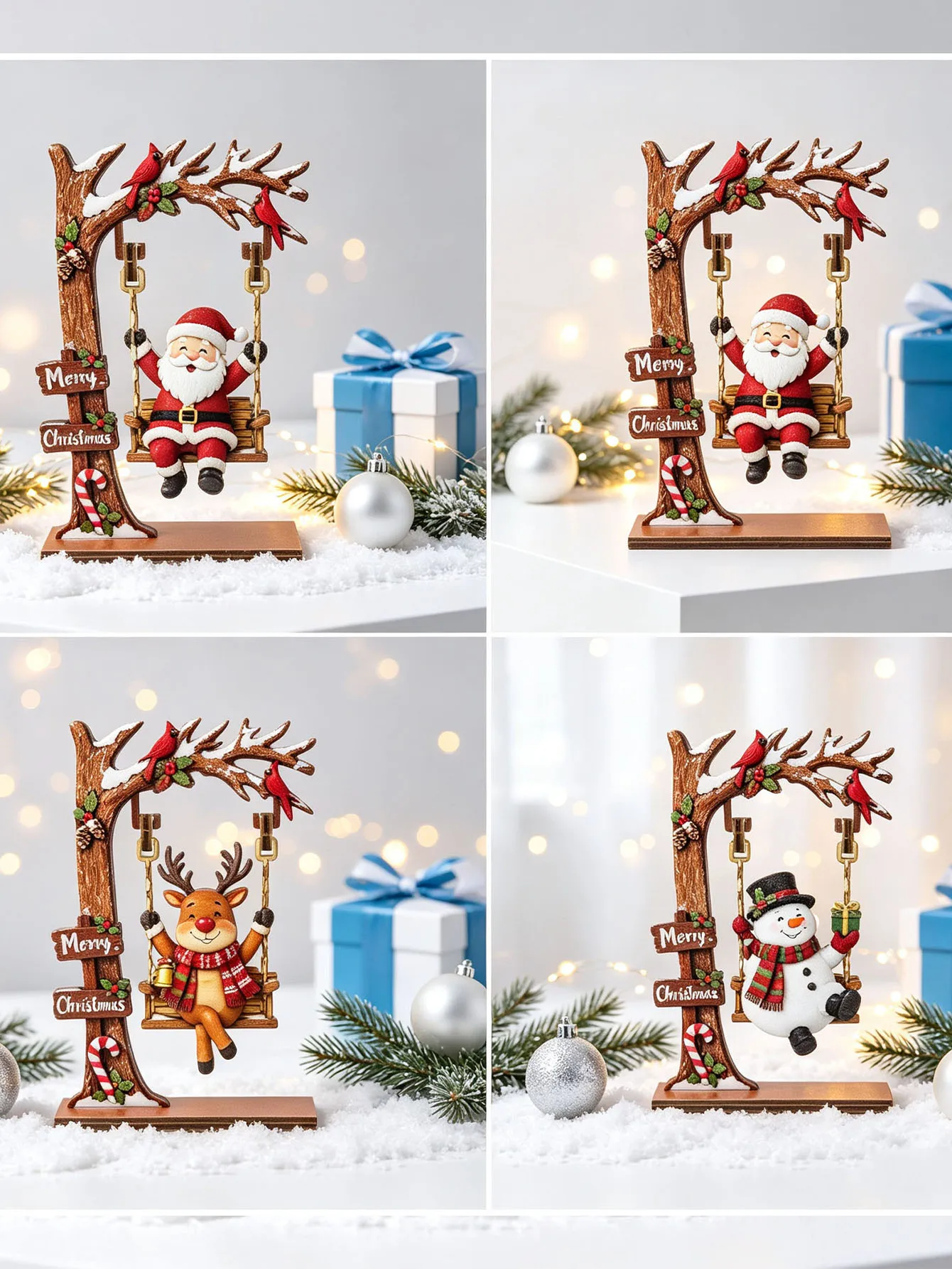 Adorno Decorativo Navideño de Madera con Personajes en Columpio XmasSwing | Coroez - Imagen 3