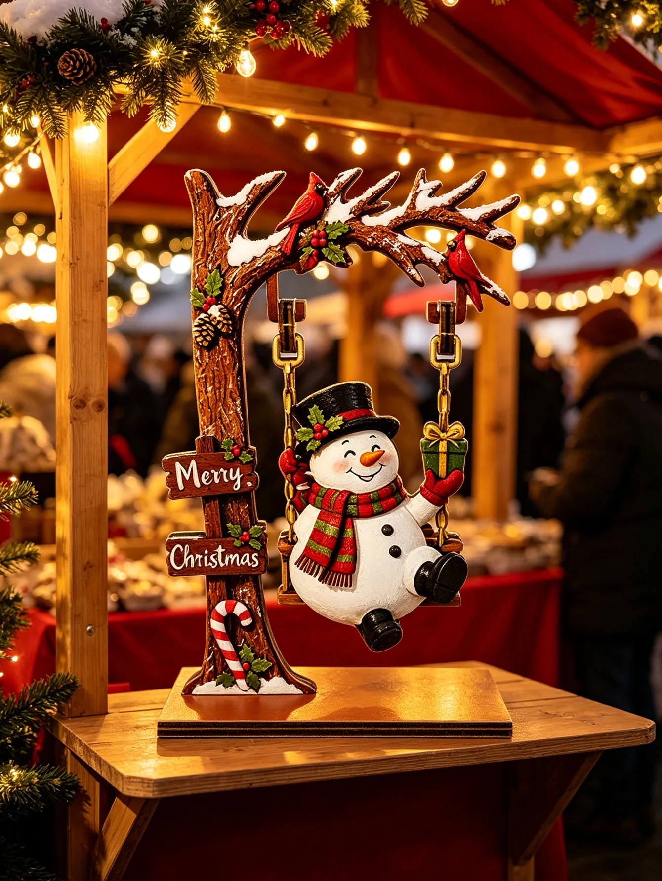 Adorno Decorativo Navideño de Madera con Personajes en Columpio XmasSwing | Coroez - Imagen 2